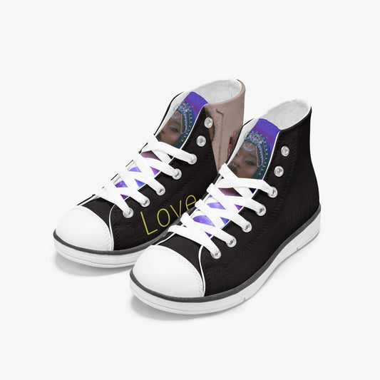 Light Kid's High-Top Canvas Shoes