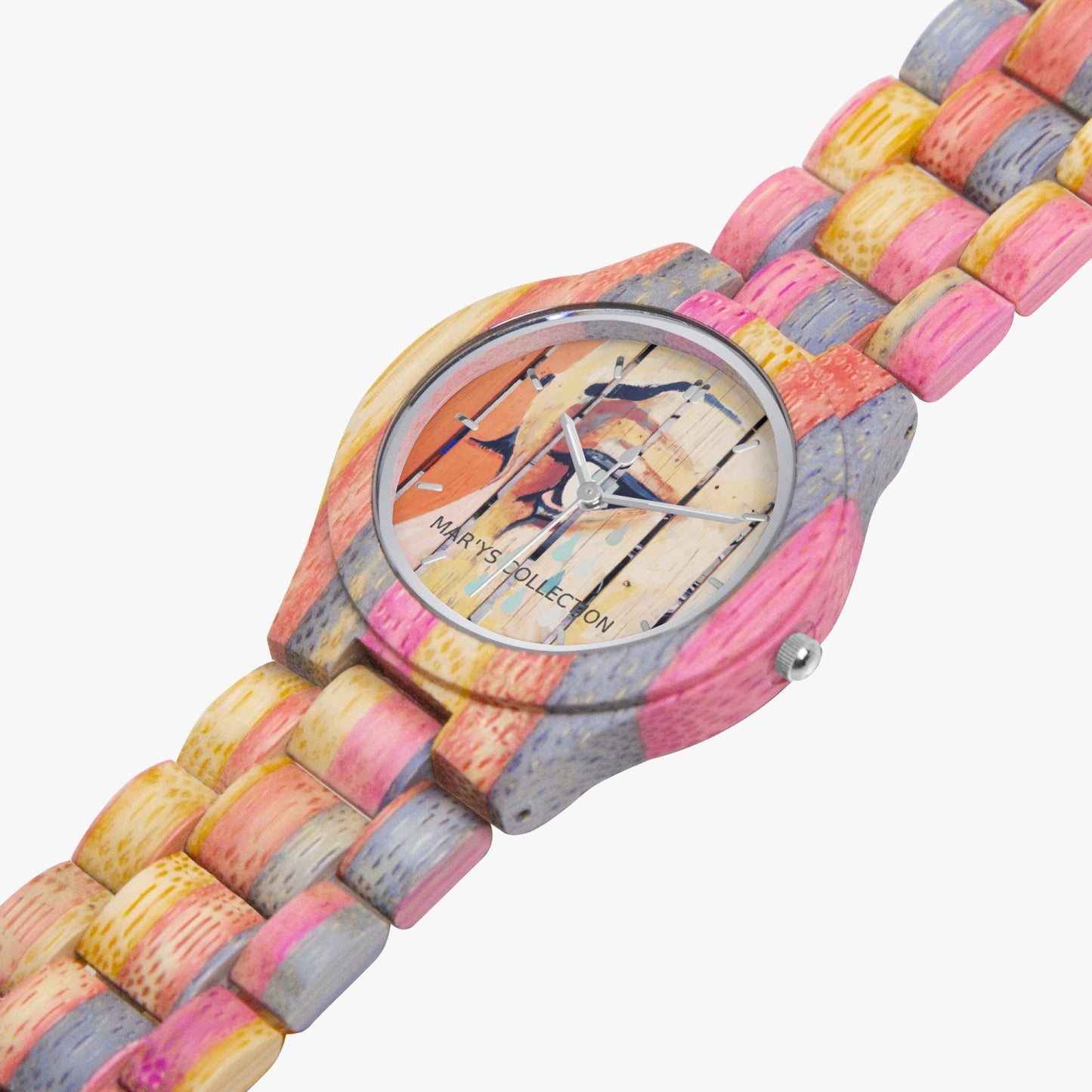 Camouflage Wooden Watch - Grey&Pink