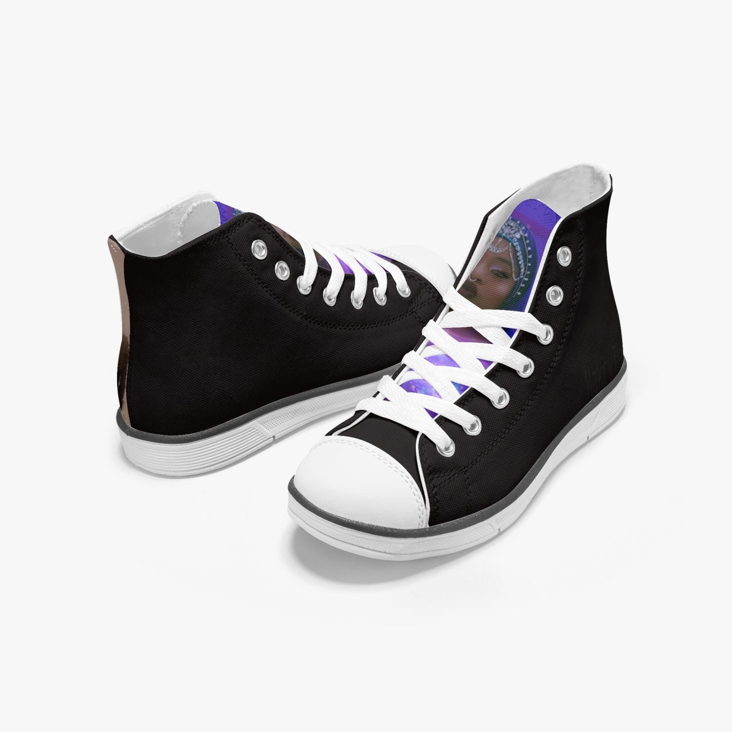 Light Kid's High-Top Canvas Shoes