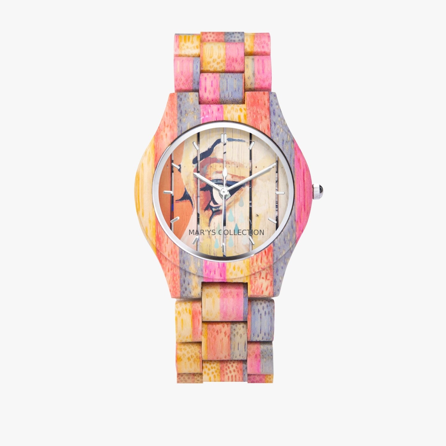 Camouflage Wooden Watch - Grey&Pink